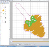ITH Digital Embroidery Pattern for Minn Carrot Snap Tab / Keychain, 4X4 Hoop