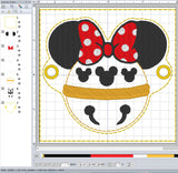 ITH Digital Embroidery Pattern for Minn Jingle Bell Hair Bun Holder, 4X4 Hoop