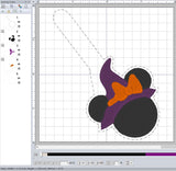 ITH Digital Embroidery Pattern for Minn Witch Hat Snap Tab / Keychain, 4X4 Hoop