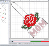 ITH Digital Embroidery Pattern for Mom Rose Snap Tab / Keychain, 4X4 Hoop