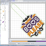 More Boos Please Digital Embroidery Pattern Snap Tab / Keychain, 4X4 Hoop