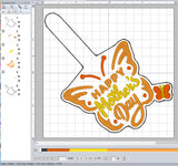 ITH Digital Embroidery Pattern for Mothers Day Butterfly Snap Tab / Keychain, 4X4 Hoop