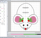 ITH Digital Embroidery Pattern for Mouse Candy Cane Holder, 4X4 Hoop