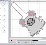 Mouse Ghost ITH Digital Embroidery Pattern Snap Tab / Keychain, 4X4 Hoop