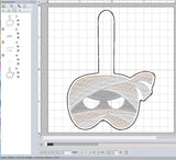 ITH Digital Embroidery Pattern for Mummy Mask Snap Tab / Key Chain, 4X4 Hoop
