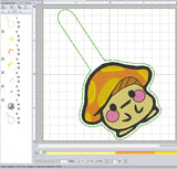 ITH Digital Embroidery Pattern for Mushroom Buddy 1 Snap Tab / Key Chain, 4x4 Hoop