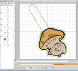ITH Digital Embroidery Pattern for Mushroom Buddy 2 Snap Tab / Key Chain, 4X4 Hoop