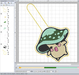 ITH Digital Embroidery Pattern for Mushroom Buddy 3 Snap Tab / Key Chain, 4X4 Hoop