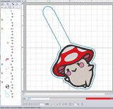 ITH Digital Embroidery Pattern for Mushroom Buddy 4 Snap Tab / Key Chain, 4X4 Hoop