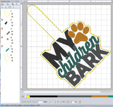 ITH Digital Embroidery Pattern for My Children Bark Snap Tab / Keychain, 4X4 Hoop