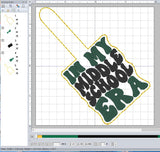 ITH Digital Embroidery Pattern for In My Middle School ERA Snap Tab / Keychain, 4X4 Hoop
