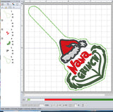 ITH Digital Embroidery Pattern for Nana Grinch Snap Tab / Keychain, 4X4 Hoop