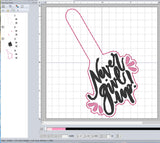 ITH Digital Embroidery Pattern for Never Give Up Snap Tab / Key Chain, 4X4 Hoop