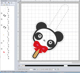 ITH Digital Embroidery Pattern for Panda Popsicle Snap Tab / Key Chain, 4X4 Hoop