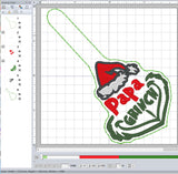 ITH Digital Embroidery Pattern for Papa Grinch Snap Tab / Keychain, 4X4 Hoop