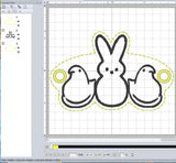 ITH Digital Embroidery Pattern for Peeps Hair Bun Holder, 4X4 Hoop