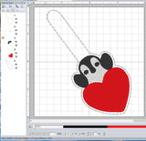 ITH Digital Embroidery Pattern for Penguin Peeking Heart Snap Tab / Key Chain, 4X4 Hoop