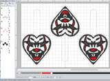 ITH Digital Embroidery Pattern for Penny W Heart Snap Tab / Keychain, 4X4 & 5X7 Hoop