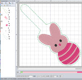 ITH Digital Embroidery Pattern for Piglet Peep Snap Tab / Keychain, 4X4 Hoop