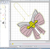 ITH Digital Embroidery Pattern for Princess Bow Aurora Snap Tab / Keychain, 4X4 Hoop