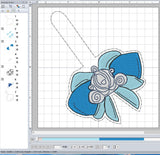 ITH Digital Embroidery Pattern for Princess Bow Cindy Snap Tab / Keychain, 4X4 Hoop