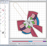 ITH Digital Embroidery Pattern for Princess Bow Mulan Snap Tab / Keychain, 4X4 Hoop