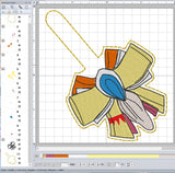 ITH Digital Embroidery Pattern for Princess Bow Pocahontas Snap Tab / Keychain, 4X4 Hoop