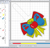 ITH Digital Embroidery Pattern for Princess Bow S White Snap Tab / Keychain, 4X4 Hoop