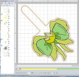 ITH Digital Embroidery Pattern for Princess Bow Tiana Snap Tab / Keychain, 4X4 Hoop