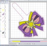 ITH Digital Embroidery Pattern for Princess Bow Rapunzel Snap Tab / Keychain, 4X4 Hoop