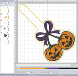 ITH Digital Embroidery Pattern for Pumpkin Cherry's Snap Tab / Keychain, 4X4 Hoop