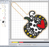 ITH Digital Embroidery Pattern for Pumpkin Love Patch Snap Tab / Keychain, 4X4 Hoop