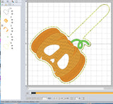 ITH Digital Embroidery Pattern for Pumpkin Mask Snap Tab / Key Chain, 4X4 Hoop