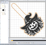 ITH Digital Embroidery Pattern for Pumpkin Witch Snap Tab / Keychain, 4X4 Hoop