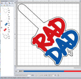 ITH Digital Embroidery Pattern for Rad Dad Snap Tab / Key Chain, 4X4 Hoop