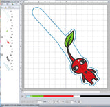 ITH Digital Embroidery Pattern for Red Pikmin Snap Tab / Key Chain, 4X4 Hoop