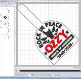 ITH Digital Embroidery Pattern for Rock In Peace OZZY Snap Tab / Keychain, 4X4 Hoop