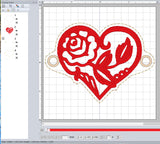 ITH Digital Embroidery Pattern for Rose Heart I Hair Bun Holder, 4X4 Hoop