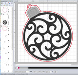 ITH Digital Embroidery Pattern for Round Swirl Ornament, 4X4 Hoop