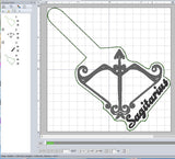 ITH Digital Embroidery Pattern for Sagittarius Zodiac Snap Tab / Key Chain, 4X4 Hoop