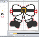 ITH Digital Embroidery Pattern for Santa Bow Hair Bun Holder, 4X4 Hoop