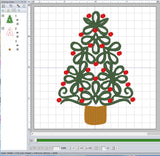 ITH Digital Embroidery Pattern for Scroll Christmas Tree Stand Alone, 4X4 Hoop