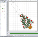 ITH Digital Embroidery Pattern for Scroll Christmas Tree Snap Tab / Key Chain, 4X4 Hoop