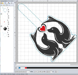 ITH Digital Embroidery Pattern for Seals in Love Snap Tab / Keychain, 4X4 Hoop