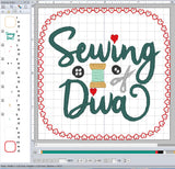 ITH Digital Embroidery Pattern for Sewing Diva Spool Coaster, 4X4 Hoop