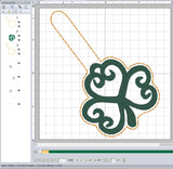 ITH Digital Embroidery Pattern for Shamrock 3 Snap Tab / Key Chain, 4X4 Hoop
