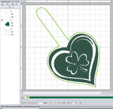 ITH Digital Embroidery Pattern for Shamrock in Love Snap Tab / Keychain, 4X4 Hoop