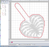 ITH Digital Embroidery Pattern for Skeleton Heart Snap Tab / Key Chain, 4X4 Hoop