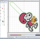 ITH Digital Embroidery Pattern for Snoops Football Snap Tab / Keychain, 4X4 Hoop