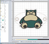 ITH Digital Embroidery Pattern for  Snorlax Hair Bun Holder, 4X4 Hoop